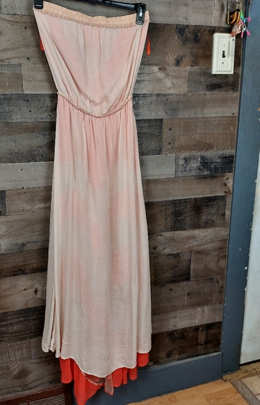 Arden B. Orange and Cream Strapless Maxi Dress - Picture 11 of 12